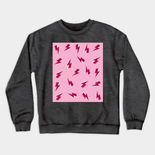 Burgundy and White Lightning Bolts Pattern on Pink Crewneck Sweatshirt